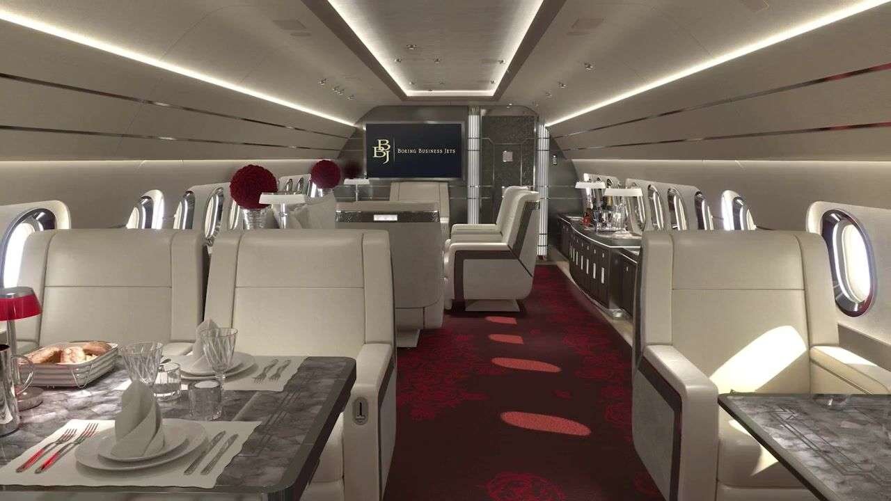 Boeing Business Jets VIP cabin with dining area